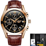 LIGE Watch Men Sport Quartz Fashion Leather Clock Mens Watch