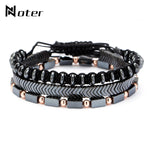 Trendy 3pcs Men Bracelet Set Handmade Braided Rope bracelet