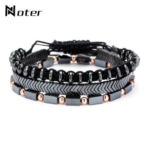Trendy 3pcs Men Bracelet Set Handmade Braided Rope bracelet