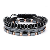 Trendy 3pcs Men Bracelet Set Handmade Braided Rope bracelet