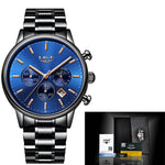 LIGE New Blue Quartz Watch Men Fashion Business Waterproof All Steel Clock Male Big Dial Date watch