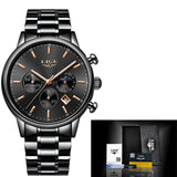 LIGE New Blue Quartz Watch Men Fashion Business Waterproof All Steel Clock Male Big Dial Date watch