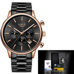 LIGE New Blue Quartz Watch Men Fashion Business Waterproof All Steel Clock Male Big Dial Date watch