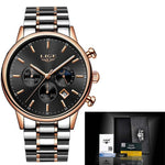 LIGE New Blue Quartz Watch Men Fashion Business Waterproof All Steel Clock Male Big Dial Date watch