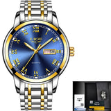 Watches Mens LIGE Brand Top Luxury All Steel Men Wristwatch Waterproof Date Week Dial Watch+Box