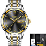 Watches Mens LIGE Brand Top Luxury All Steel Men Wristwatch Waterproof Date Week Dial Watch+Box