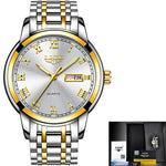 Watches Mens LIGE Brand Top Luxury All Steel Men Wristwatch Waterproof Date Week Dial Watch+Box