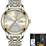 Watches Mens LIGE Brand Top Luxury All Steel Men Wristwatch Waterproof Date Week Dial Watch+Box