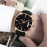 relogio masculino watches men Fashion Sport Stainless Steel Case Leather Band watch