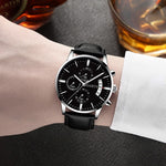relogio masculino watches men Fashion Sport Stainless Steel Case Leather Band watch