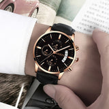 relogio masculino watches men Fashion Sport Stainless Steel Case Leather Band watch