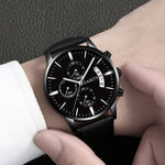 relogio masculino watches men Fashion Sport Stainless Steel Case Leather Band watch