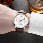 relogio masculino watches men Fashion Sport Stainless Steel Case Leather Band watch