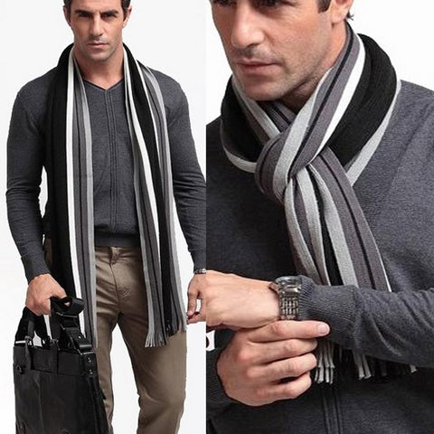 Winter Designer Men Striped Cotton Scarf for Male Female fashion