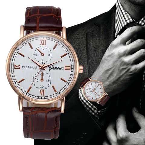 Fashion Men Women Watch  Retro Design Business Watches Leather Band Analog Quarz watch