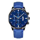 Men Fashion Sport Stainless Steel Case Leather Band Watch Quartz Business Wristwatch