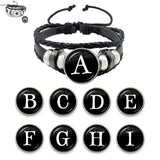 26 Letter Bracelet Personality Team Name Rope Bracelet Black Button Leather bracelet