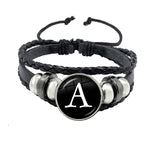 26 Letter Bracelet Personality Team Name Rope Bracelet Black Button Leather bracelet