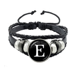 26 Letter Bracelet Personality Team Name Rope Bracelet Black Button Leather bracelet
