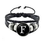 26 Letter Bracelet Personality Team Name Rope Bracelet Black Button Leather bracelet