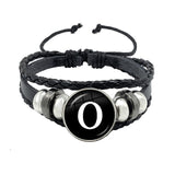 26 Letter Bracelet Personality Team Name Rope Bracelet Black Button Leather bracelet
