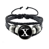 26 Letter Bracelet Personality Team Name Rope Bracelet Black Button Leather bracelet