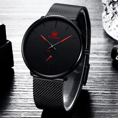 New Mesh Strap Men Minimalism Analog Quartz Watch