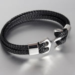 High Quality Black Personality Leather Woven Anchor Leather Rope Bracelet For Men