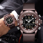 Analog Digital Watches Men Luxury Brand Stainless Steel Sports Men's Digital waterproof watch