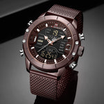 Analog Digital Watches Men Luxury Brand Stainless Steel Sports Men's Digital waterproof watch