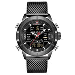 Analog Digital Watches Men Luxury Brand Stainless Steel Sports Men's Digital waterproof watch