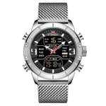 Analog Digital Watches Men Luxury Brand Stainless Steel Sports Men's Digital waterproof watch
