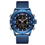 Analog Digital Watches Men Luxury Brand Stainless Steel Sports Men's Digital waterproof watch