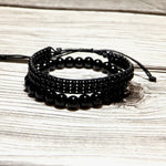 Fashion 2 Pcs/ Set Black Charm Handmade Buddha Braclet