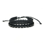 Fashion 2 Pcs/ Set Black Charm Handmade Buddha Braclet